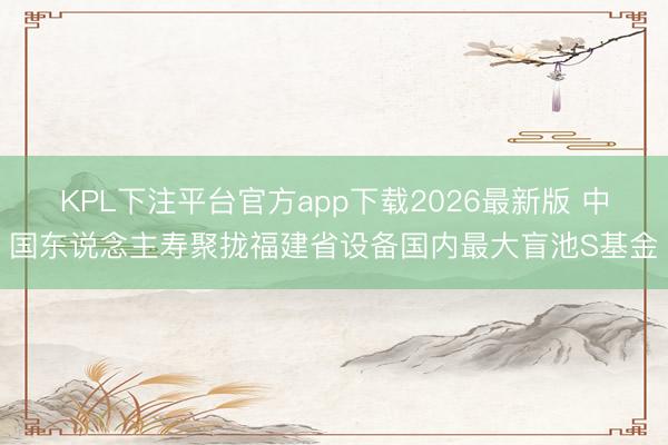 KPL下注平台官方app下载2026最新版 中国东说念主寿聚拢福建省设备国内最大盲池S基金