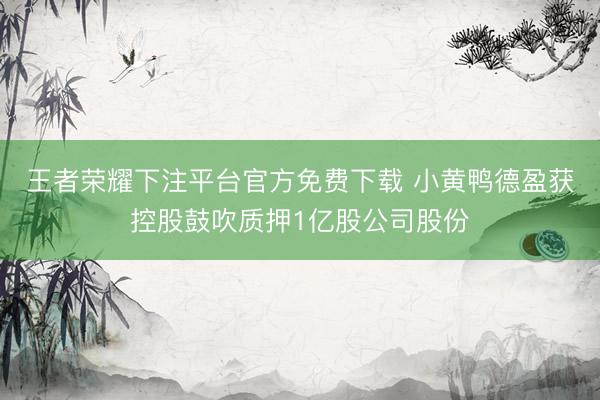 王者荣耀下注平台官方免费下载 小黄鸭德盈获控股鼓吹质押1亿股公司股份