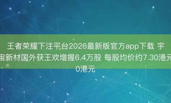 王者荣耀下注平台2026最新版官方app下载 宇宙新材国外获王欢增握6.4万股 每股均价约7.30港元