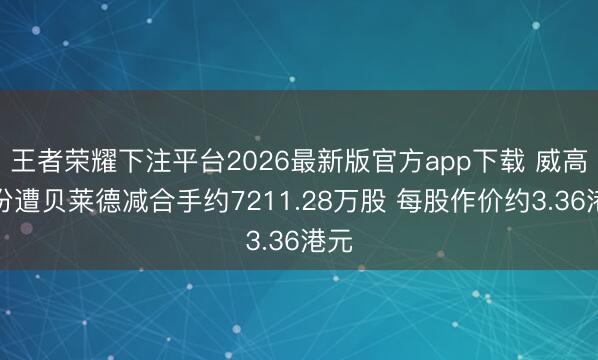 王者荣耀下注平台2026最新版官方app下载 威高股份遭贝莱德减合手约7211.28万股 每股作价约3.36港元