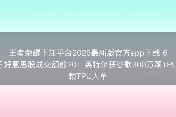 王者荣耀下注平台2026最新版官方app下载 6月9日好意思股成交额前20：英特尔获谷歌300万颗TPU大单