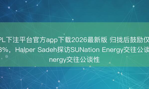 KPL下注平台官方app下载2026最新版 归拢后鼓励仅占1.8%，Halper Sadeh探访SUNation Energy交往公谈性