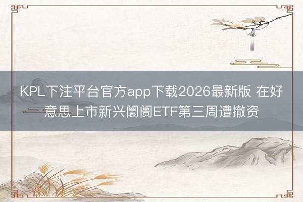 KPL下注平台官方app下载2026最新版 在好意思上市新兴阛阓ETF第三周遭撤资