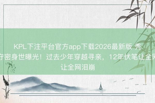 KPL下注平台官方app下载2026最新版 秃顶强守密身世曝光!过去少年穿越寻亲,12年伏笔让全网泪崩